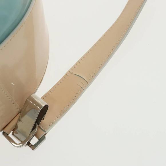 CELINE Shoulder Bag Enamel Leather Blue Cream Silver Auth bs19765 - Picture 10 of 16